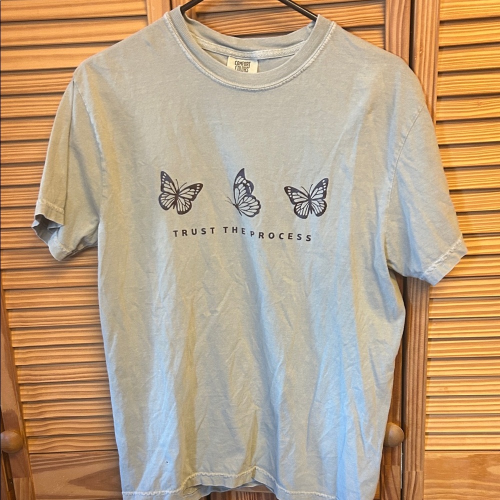 Gray T-Shirt with Butterfly Design
